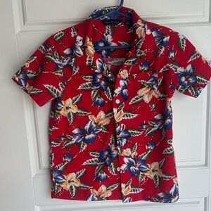 Janie and Jack Red and Blue Floral Button Down Shirt